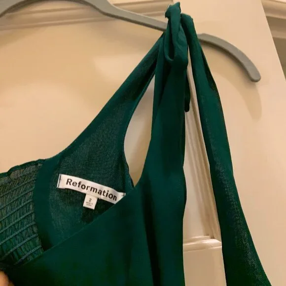 Reformation Twilight Dress in Emerald Green Size 2 - Picture 5 of 8